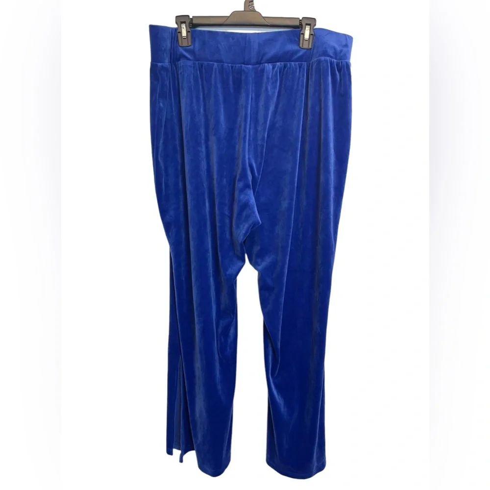 Juicy Couture Velvet Blue Slit Sides Wide Leg Pull on Sweatpants Size 1x - Picture 3 of 15